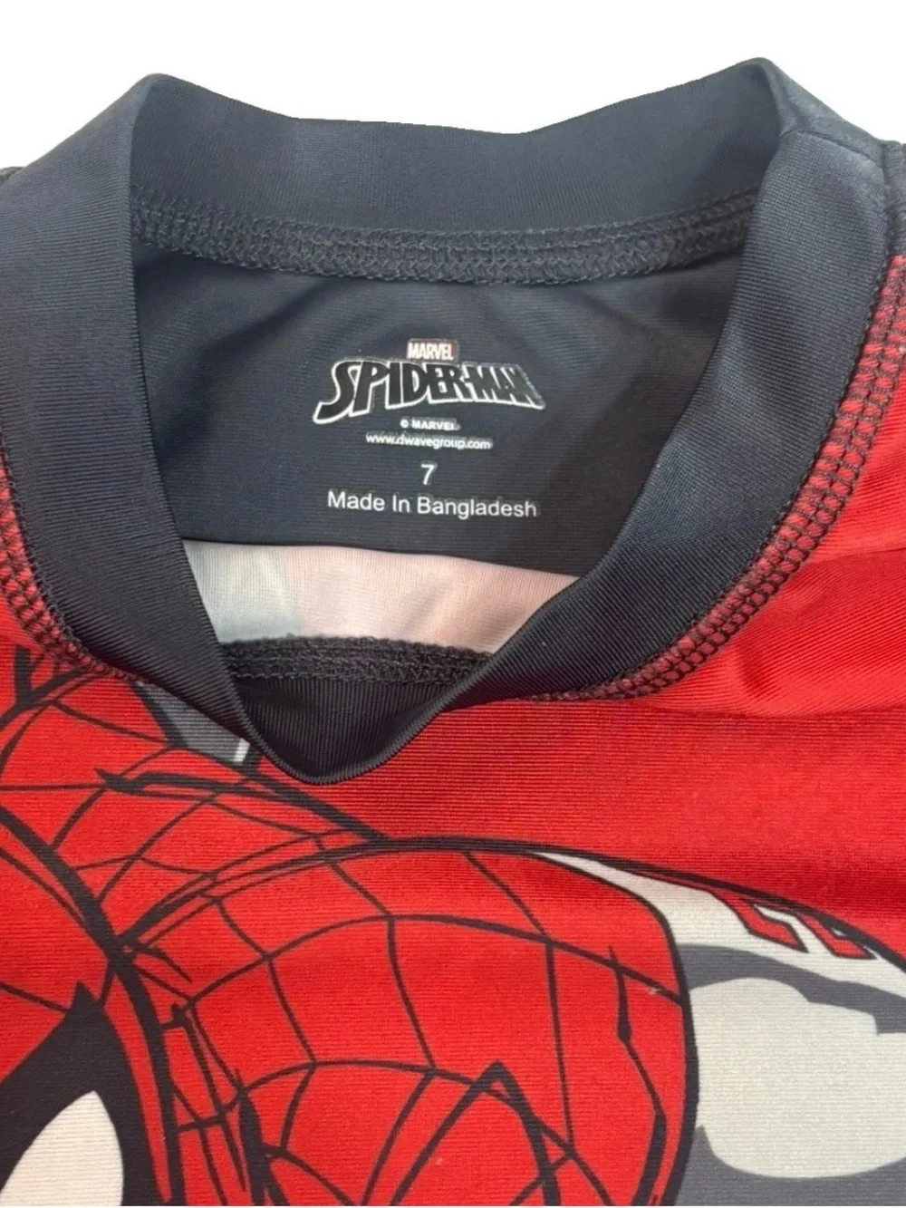 Marvel Spider-Man Boys Swim Set Size 7 Shirt & Swim Trunks Gray Red 2-Piece